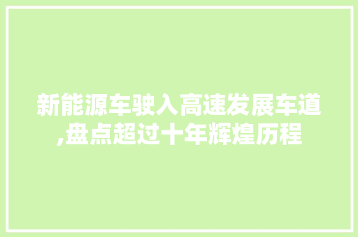 新能源车驶入高速发展车道,盘点超过十年辉煌历程