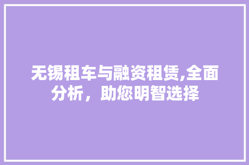 无锡租车与融资租赁,全面分析，助您明智选择