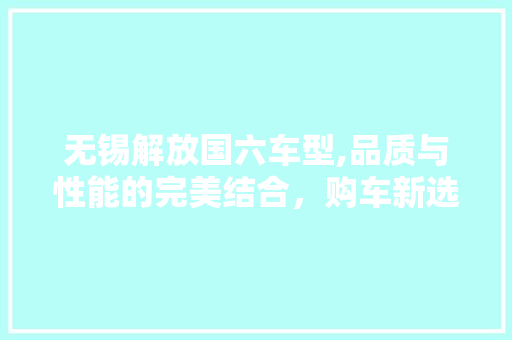 无锡解放国六车型,品质与性能的完美结合，购车新选择