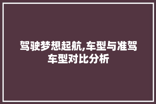 驾驶梦想起航,车型与准驾车型对比分析