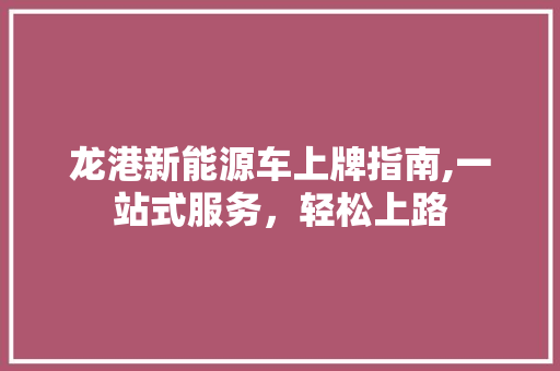 龙港新能源车上牌指南,一站式服务，轻松上路
