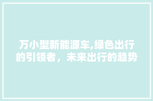 万小型新能源车,绿色出行的引领者，未来出行的趋势所在