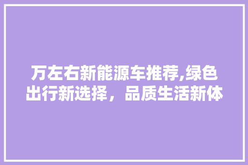 万左右新能源车推荐,绿色出行新选择，品质生活新体验
