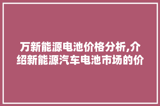 万新能源电池价格分析,介绍新能源汽车电池市场的价格奥秘