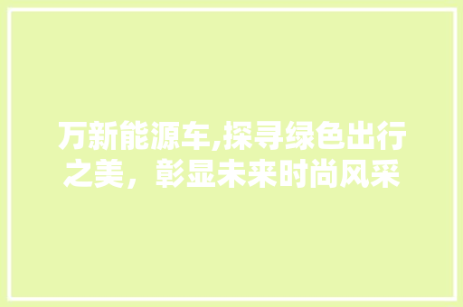 万新能源车,探寻绿色出行之美，彰显未来时尚风采