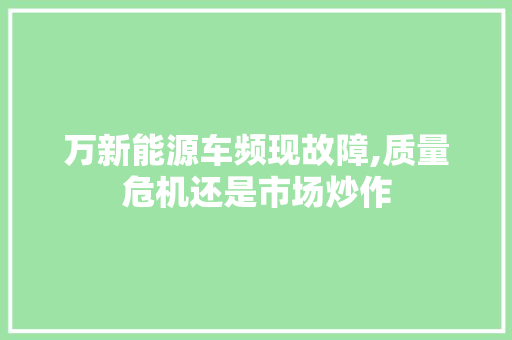 万新能源车频现故障,质量危机还是市场炒作 汽车配件