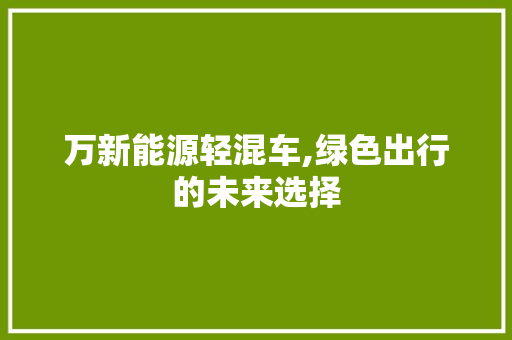 万新能源轻混车,绿色出行的未来选择
