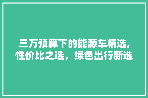 三万预算下的能源车精选,性价比之选，绿色出行新选择