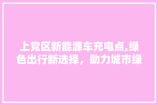 上党区新能源车充电点,绿色出行新选择，助力城市绿色发展