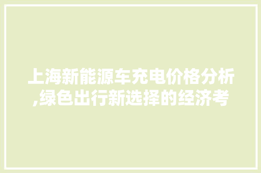 上海新能源车充电价格分析,绿色出行新选择的经济考量
