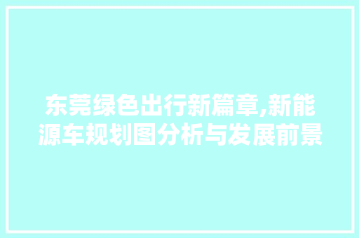 东莞绿色出行新篇章,新能源车规划图分析与发展前景