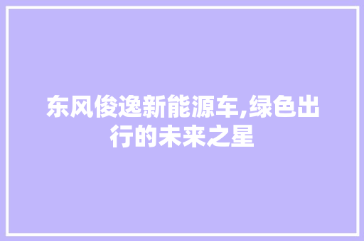 东风俊逸新能源车,绿色出行的未来之星