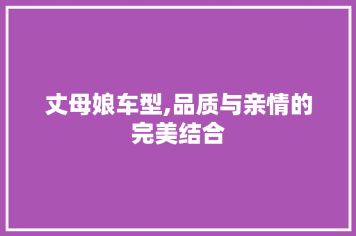 丈母娘车型,品质与亲情的完美结合