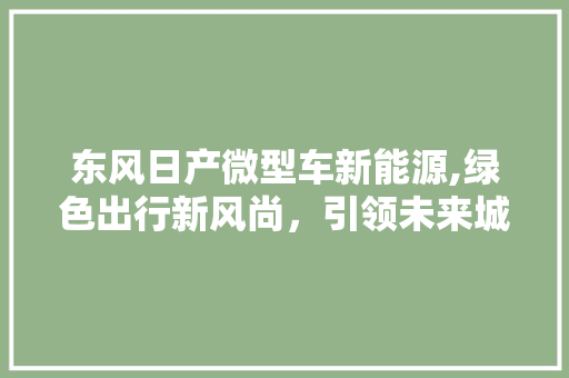 东风日产微型车新能源,绿色出行新风尚，引领未来城市出行