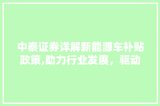 中泰证券详解新能源车补贴政策,助力行业发展，驱动绿色未来