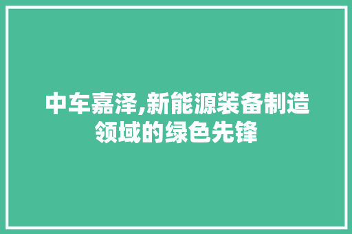 中车嘉泽,新能源装备制造领域的绿色先锋 发动机配件