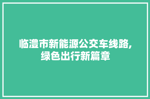 临澧市新能源公交车线路,绿色出行新篇章 新款车型