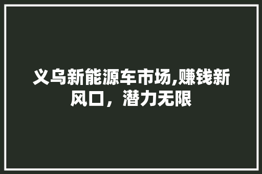 义乌新能源车市场,赚钱新风口，潜力无限 发动机配件