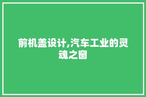 前机盖设计,汽车工业的灵魂之窗 车灯配件