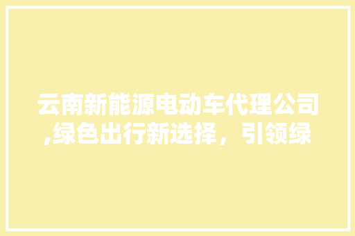 云南新能源电动车代理公司,绿色出行新选择，引领绿色生活新潮流