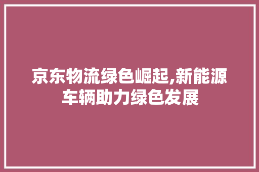 京东物流绿色崛起,新能源车辆助力绿色发展