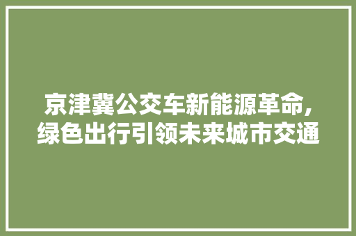 京津冀公交车新能源革命,绿色出行引领未来城市交通