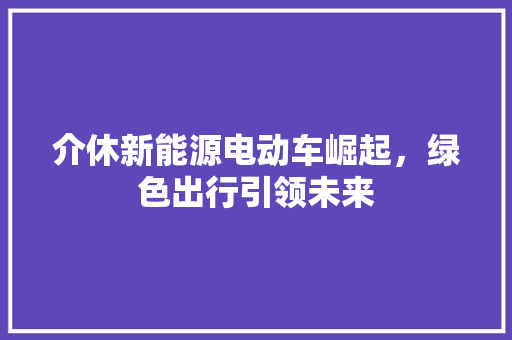 介休新能源电动车崛起，绿色出行引领未来