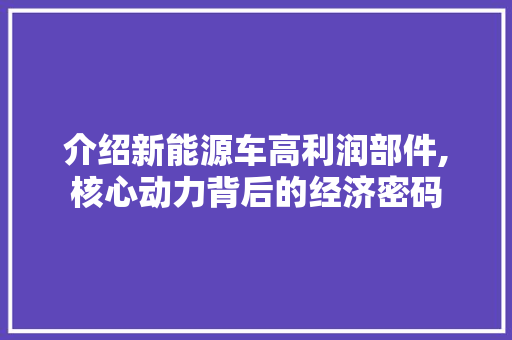 介绍新能源车高利润部件,核心动力背后的经济密码