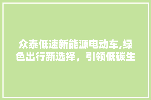 众泰低速新能源电动车,绿色出行新选择，引领低碳生活新风尚 汽车配件