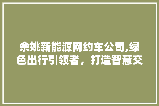 余姚新能源网约车公司,绿色出行引领者，打造智慧交通新格局