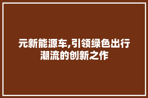 元新能源车,引领绿色出行潮流的创新之作