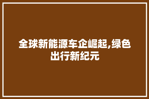 全球新能源车企崛起,绿色出行新纪元