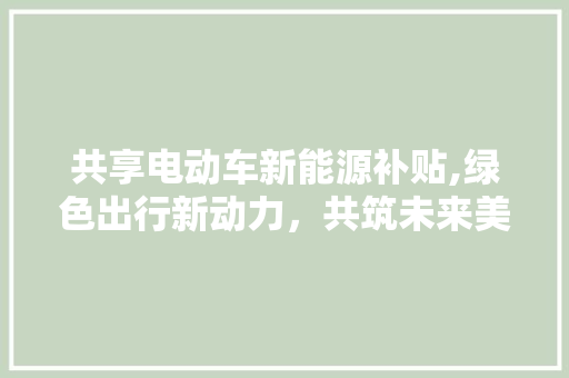 共享电动车新能源补贴,绿色出行新动力，共筑未来美好家园