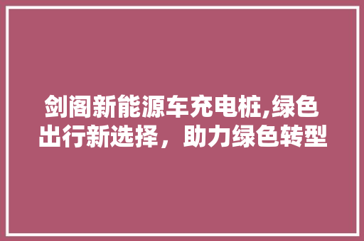 剑阁新能源车充电桩,绿色出行新选择，助力绿色转型