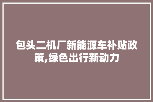 包头二机厂新能源车补贴政策,绿色出行新动力