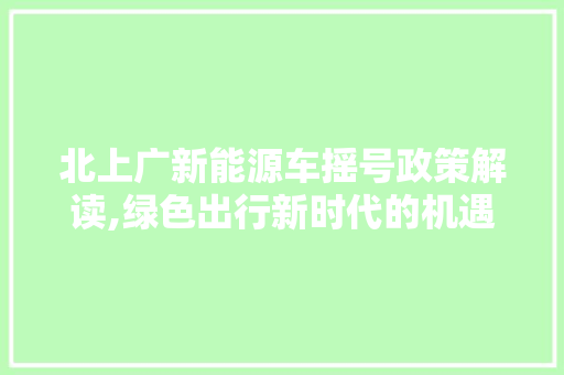 北上广新能源车摇号政策解读,绿色出行新时代的机遇与挑战