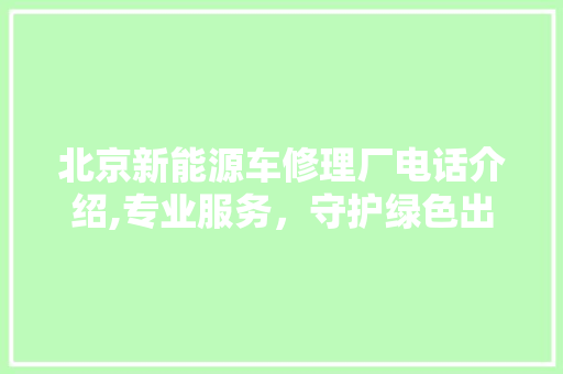 北京新能源车修理厂电话介绍,专业服务，守护绿色出行