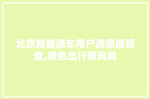 北京新能源车用户满意度调查,绿色出行新风尚