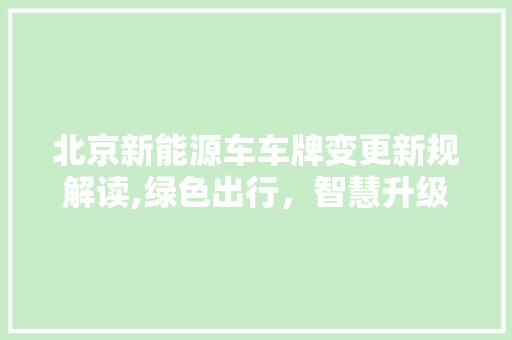 北京新能源车车牌变更新规解读,绿色出行，智慧升级