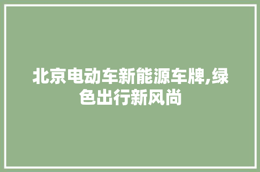 北京电动车新能源车牌,绿色出行新风尚