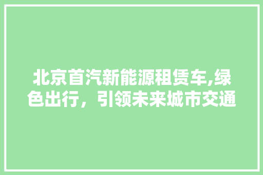 北京首汽新能源租赁车,绿色出行，引领未来城市交通新风尚
