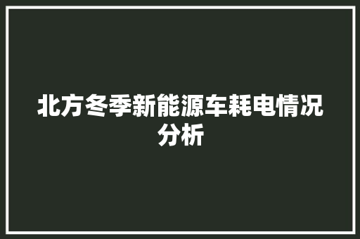 北方冬季新能源车耗电情况分析