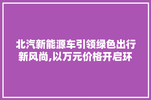 北汽新能源车引领绿色出行新风尚,以万元价格开启环保之旅 车身配件