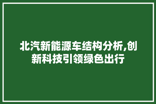 北汽新能源车结构分析,创新科技引领绿色出行
