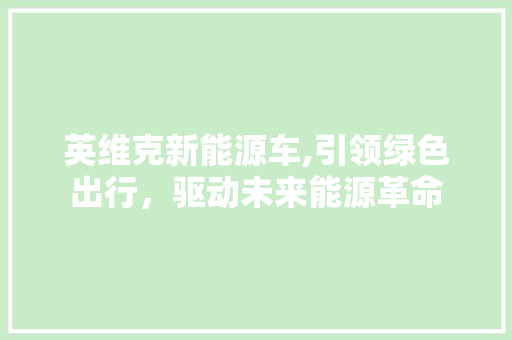 英维克新能源车,引领绿色出行，驱动未来能源革命 车身配件