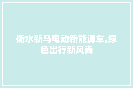 衡水新马电动新能源车,绿色出行新风尚