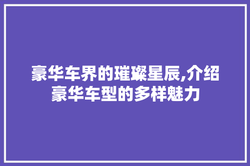 豪华车界的璀璨星辰,介绍豪华车型的多样魅力