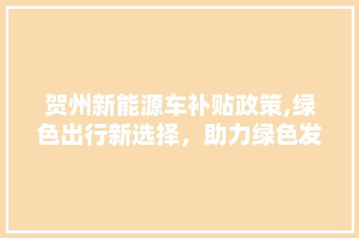 贺州新能源车补贴政策,绿色出行新选择，助力绿色发展