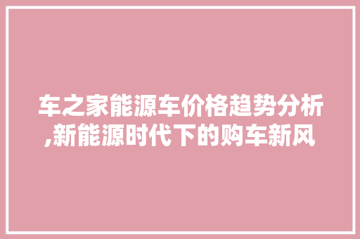 车之家能源车价格趋势分析,新能源时代下的购车新风向