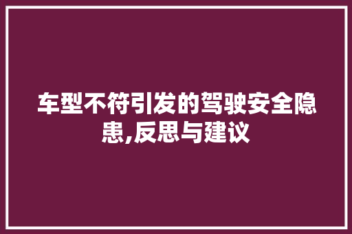 车型不符引发的驾驶安全隐患,反思与建议